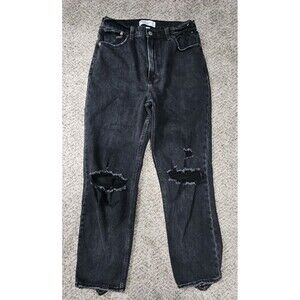 Abercrombie Fitch Womens 28/6r Black Ankle Straight Ultra Hi Rise Curve Love